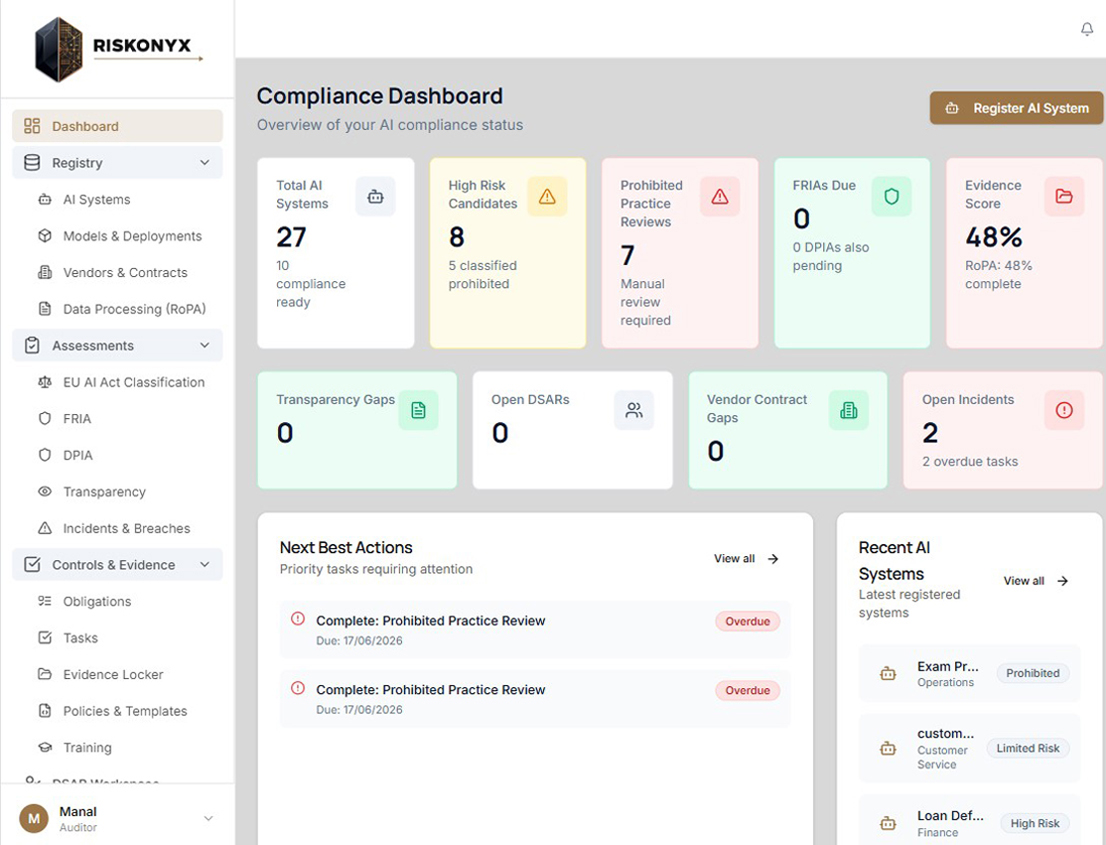 RiskOnyx Compliance-Dashboard